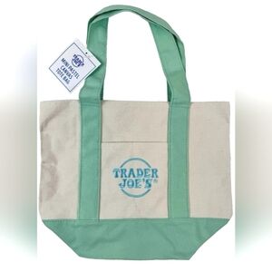 Trader Joe’s Mini Canvas Tote Bag New With Tag Limited Edition Mint Green NWT